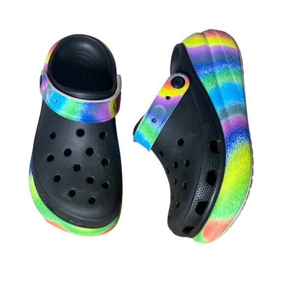 CROCS UNISEX CRUSH CLOGS RAINBOW PLATFORM M4 W6